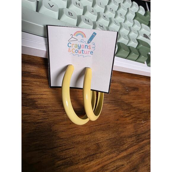 60&70's Inspired Yellow Hoop Earrings Retro Costume Funky Vibe - Picture 2 of 3